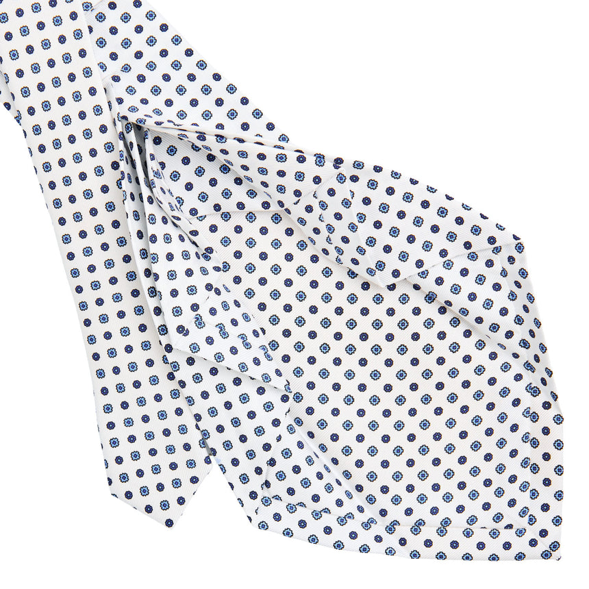 WHITE 7 FOLD SARTORIAL SILK TIE