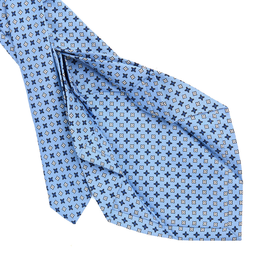 CRAVATTA SARTORIALE 7 PIEGHE IN SETA AZZURRA