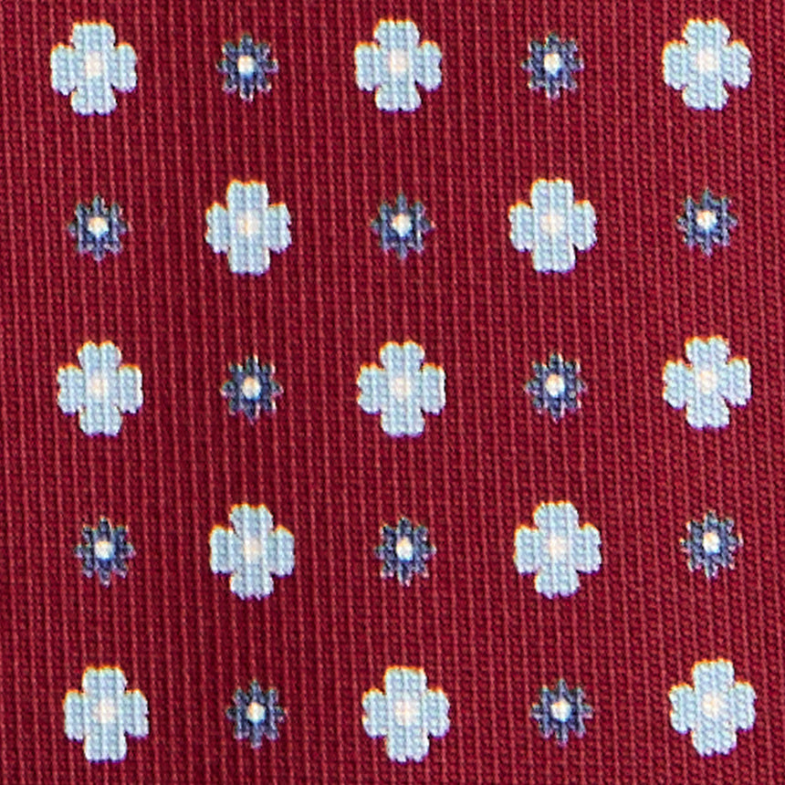 BURGUNDY 7 FOLD SARTORIAL PRINTED SILK TIE
