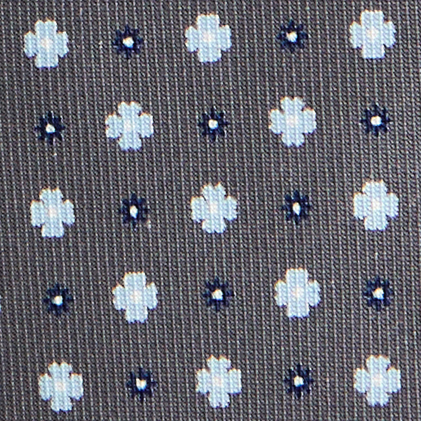 DARK GREY 7 FOLD SARTORIAL PRINTED SILK TIE