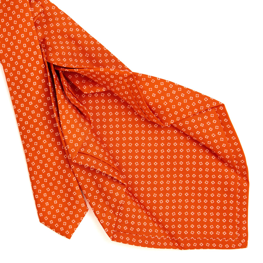ORANGE 7 FOLD SARTORIAL PRINTED SILK TIE