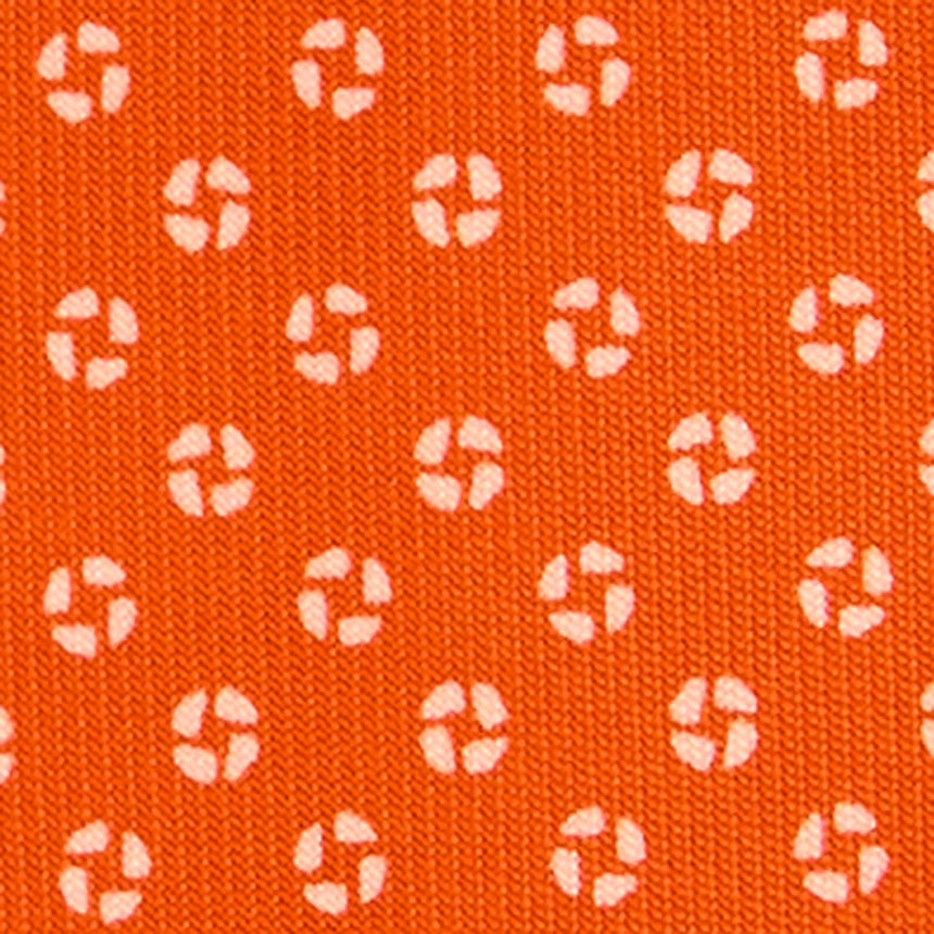 ORANGE 7 FOLD SARTORIAL PRINTED SILK TIE