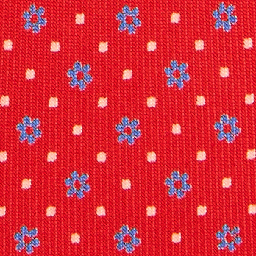 RED 7 FOLD SARTORIAL PRINTED SILK TIE
