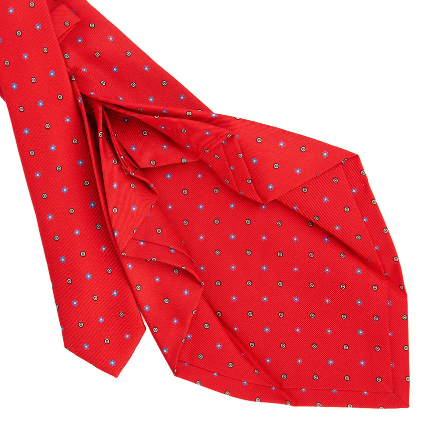 RED 7 FOLD SARTORIAL PRINTED SILK TIE