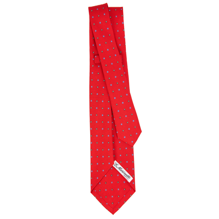 RED 7 FOLD SARTORIAL PRINTED SILK TIE