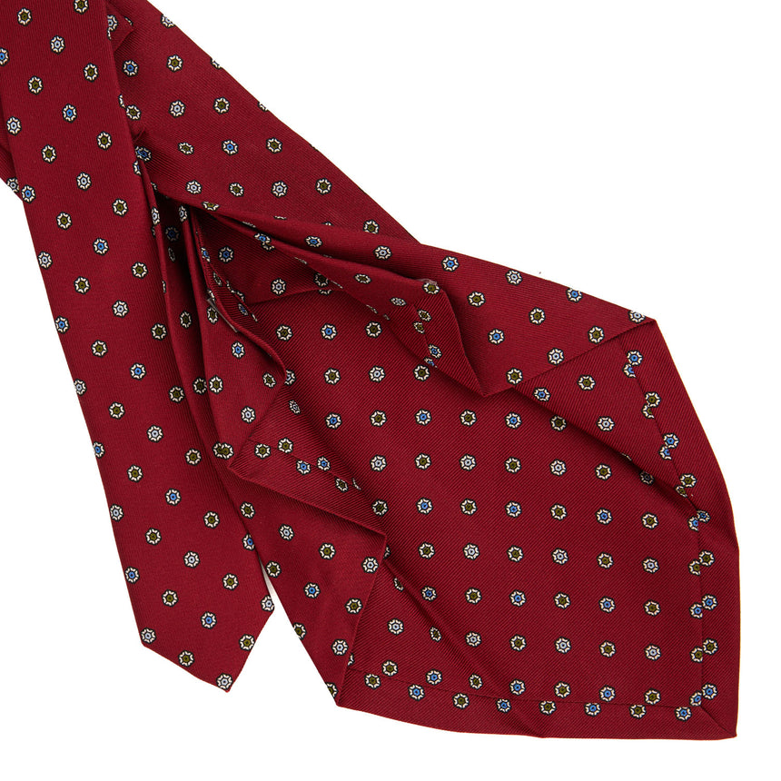 BURGUNDY 7 FOLD SARTORIAL PRINTED SILK TIE
