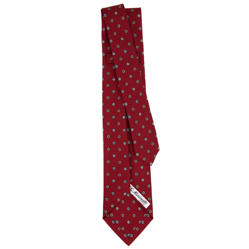 BURGUNDY 7 FOLD SARTORIAL PRINTED SILK TIE