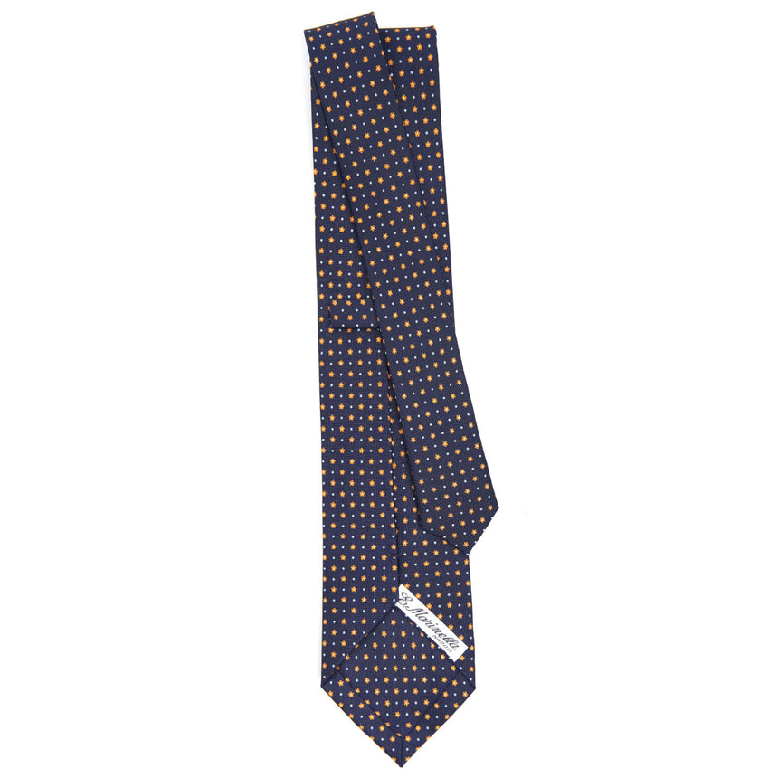 CRAVATTA SARTORIALE IN SETA STAMPATA BLU SCURO