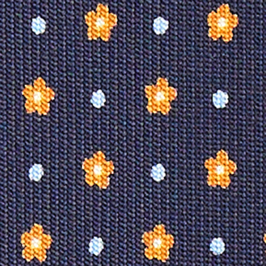 CRAVATTA SARTORIALE IN SETA STAMPATA BLU SCURO