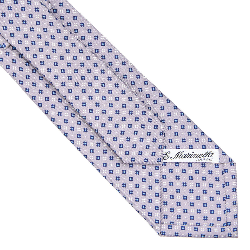 CRAVATTA SARTORIALE IN SETA STAMPATA GRIGIO CHIARO