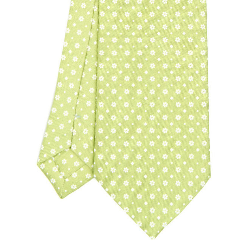 CRAVATTA SARTORIALE IN SETA STAMPATA VERDE CHIARO