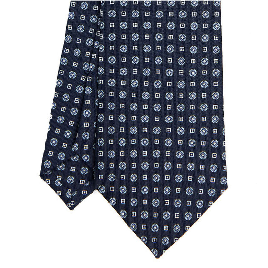 DARK BLUE SARTORIAL PRINTED SILK TIE