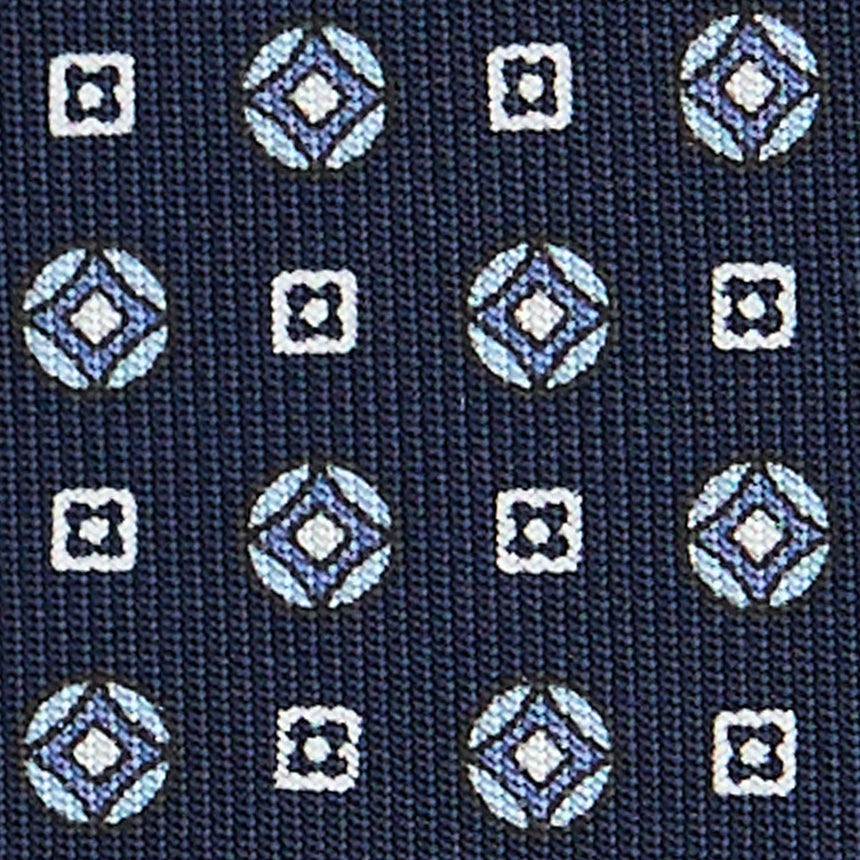 DARK BLUE SARTORIAL PRINTED SILK TIE
