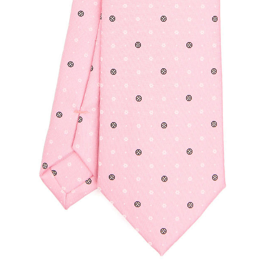 CRAVATTA SARTORIALE IN SETA STAMPATA ROSA