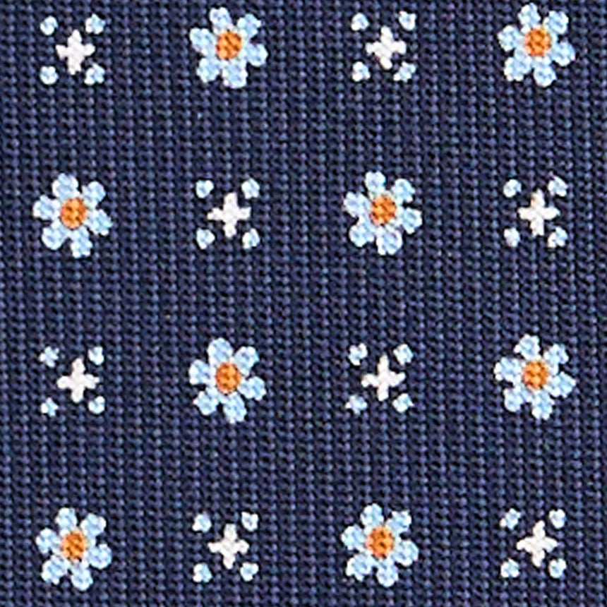 CRAVATTA SARTORIALE IN SETA STAMPATA BLU SCURO