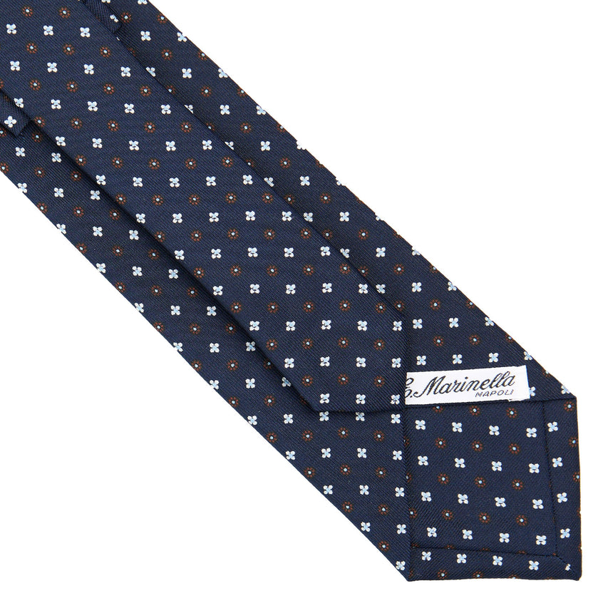 CRAVATTA SARTORIALE IN SETA STAMPATA BLU SCURO