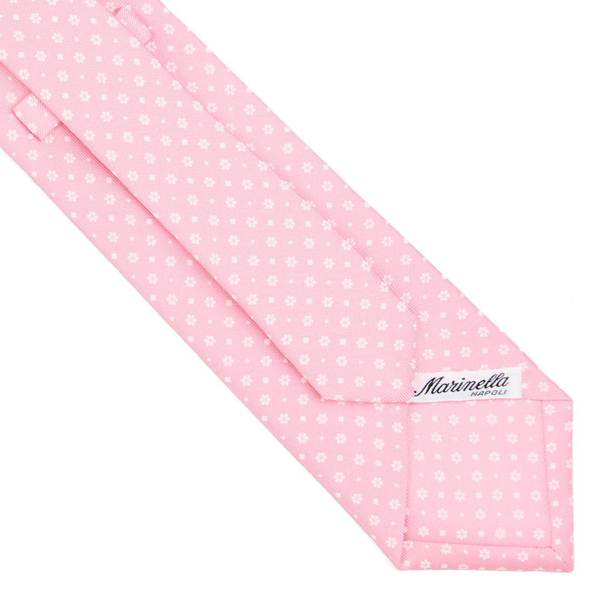 CRAVATTA SARTORIALE IN SETA STAMPATA ROSA