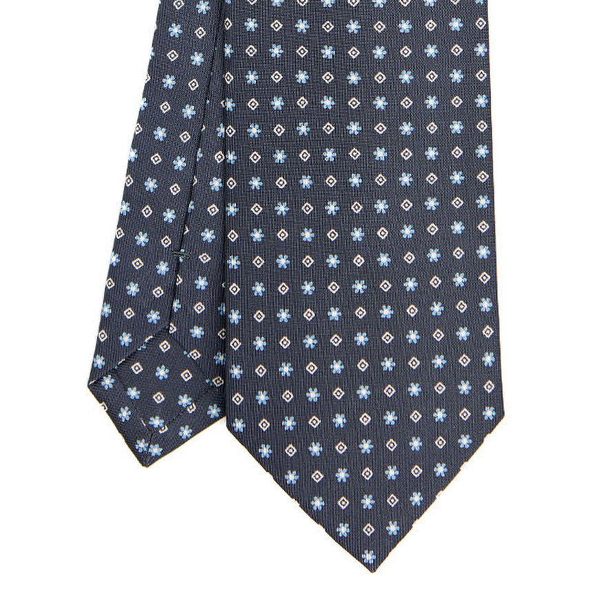 CRAVATTA SARTORIALE IN SETA STAMPATA GRIGIO SCURO