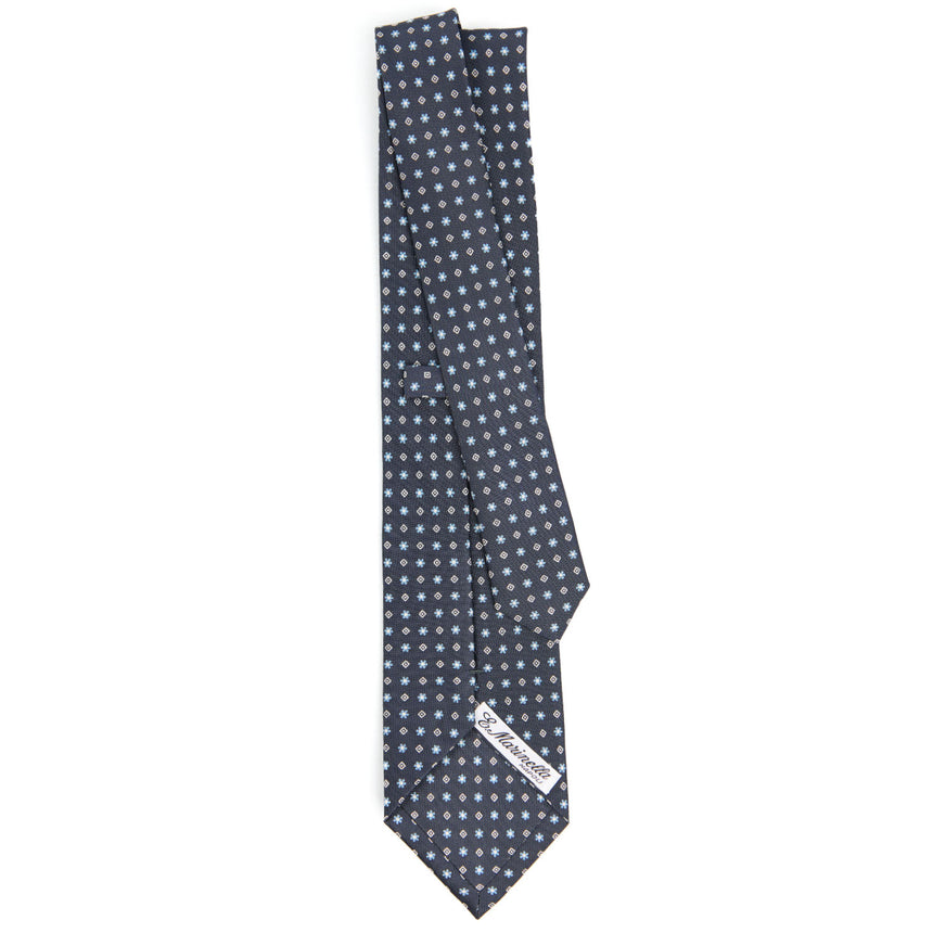 CRAVATTA SARTORIALE IN SETA STAMPATA GRIGIO SCURO