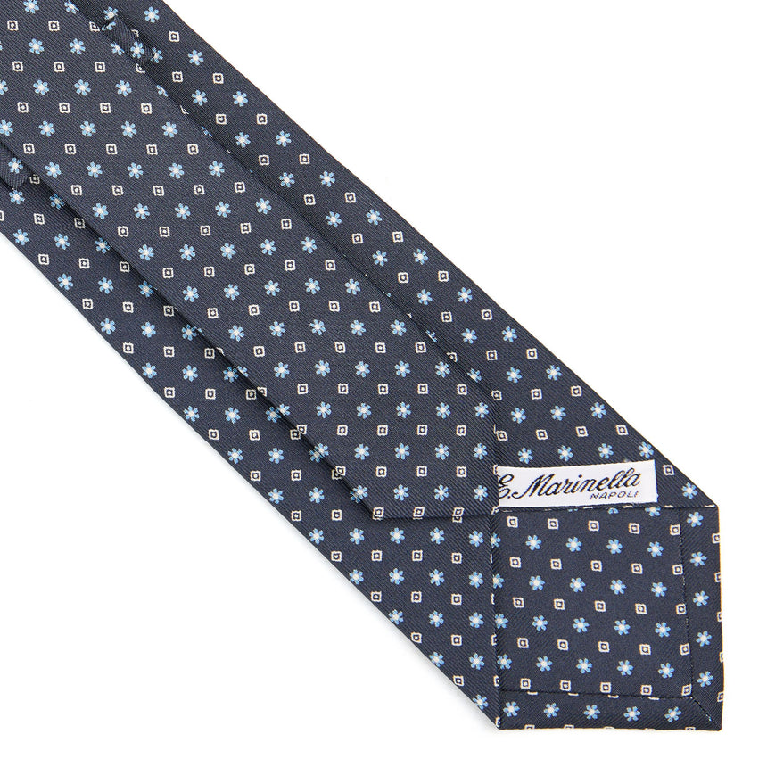 CRAVATTA SARTORIALE IN SETA STAMPATA GRIGIO SCURO