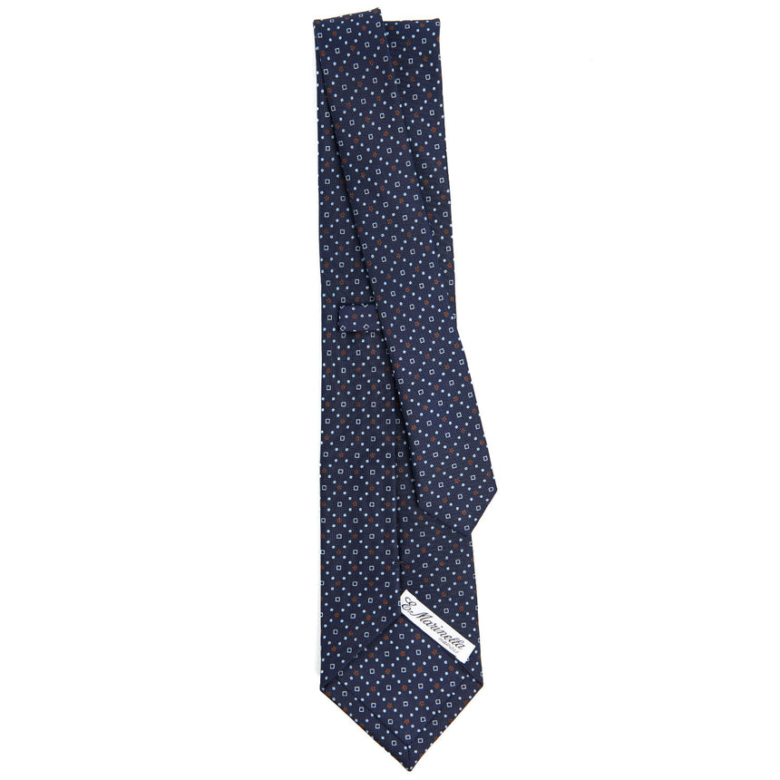 CRAVATTA SARTORIALE IN SETA STAMPATA BLU SCURO