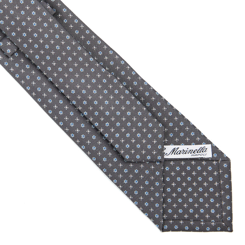 CRAVATTA SARTORIALE IN SETA STAMPATA GRIGIO SCURO