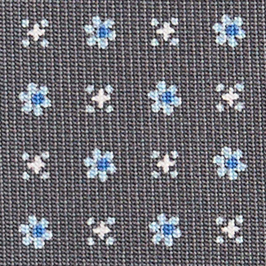 CRAVATTA SARTORIALE IN SETA STAMPATA GRIGIO SCURO