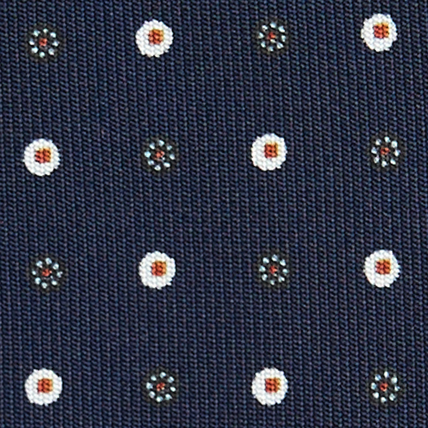 CRAVATTA SARTORIALE IN SETA STAMPATA BLU SCURO