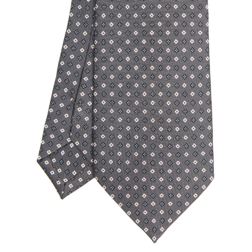 CRAVATTA SARTORIALE IN SETA STAMPATA GRIGIO SCURO