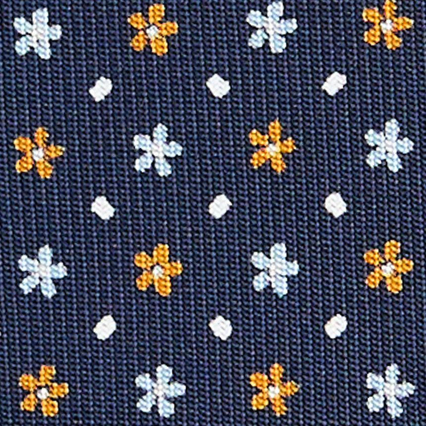 CRAVATTA SARTORIALE IN SETA STAMPATA BLU SCURO