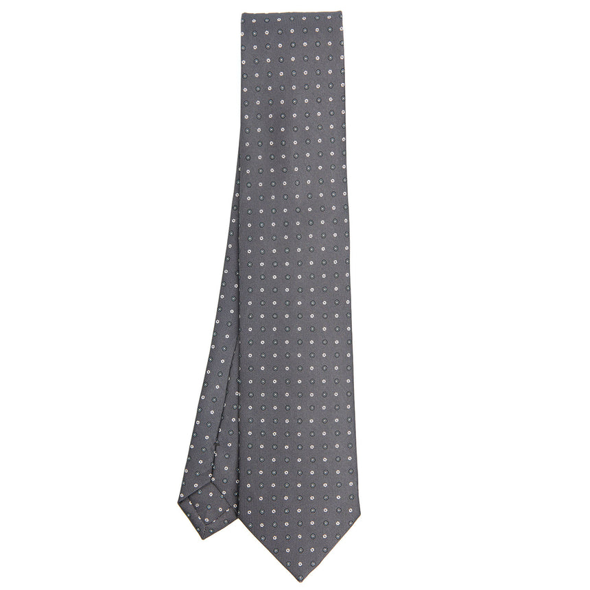 CRAVATTA SARTORIALE IN SETA STAMPATA GRIGIO SCURO