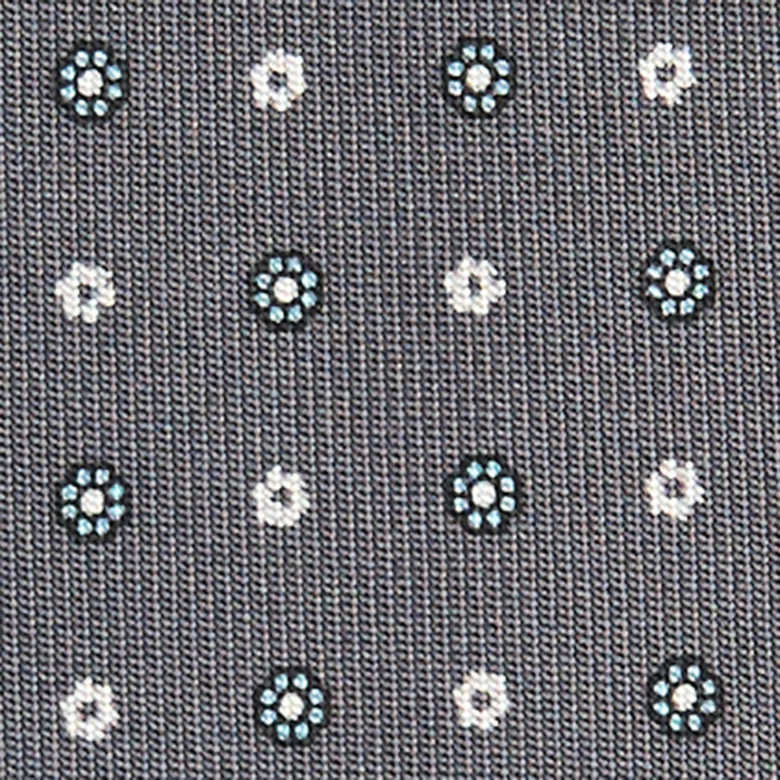 CRAVATTA SARTORIALE IN SETA STAMPATA GRIGIO SCURO