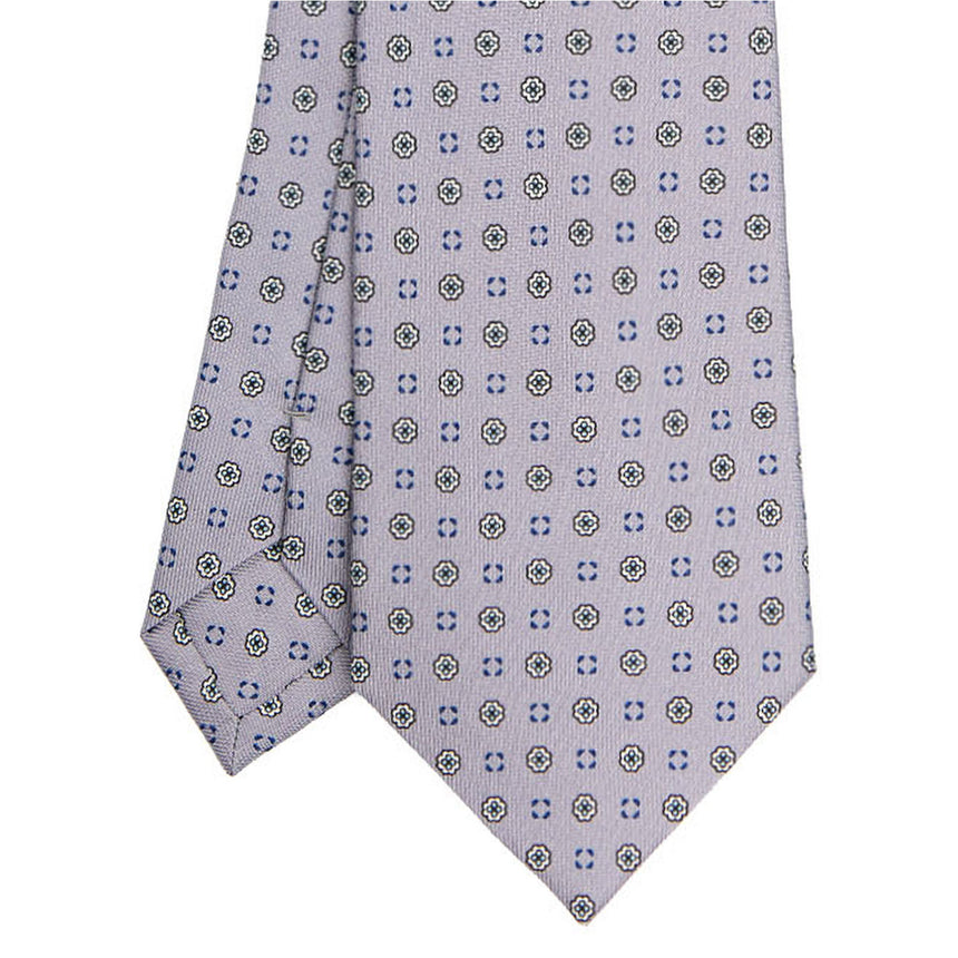 CRAVATTA SARTORIALE IN SETA STAMPATA GRIGIO CHIARO