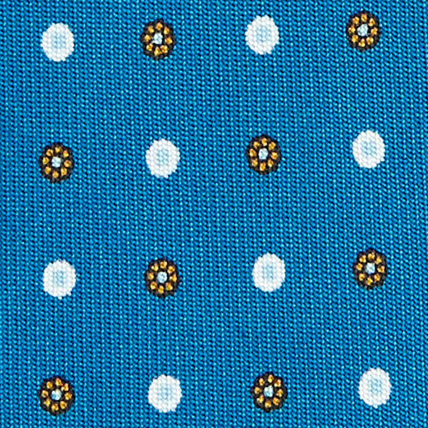 CRAVATTA SARTORIALE IN SETA STAMPATA BLU MEDIO