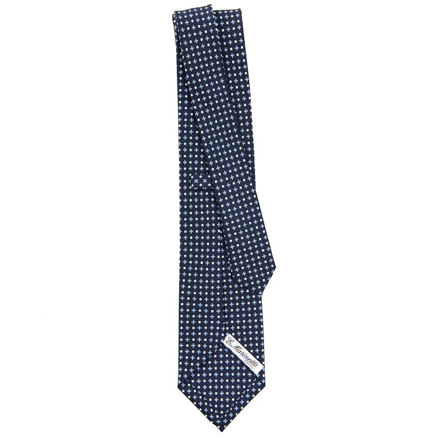 CRAVATTA SARTORIALE IN SETA STAMPATA BLU SCURO