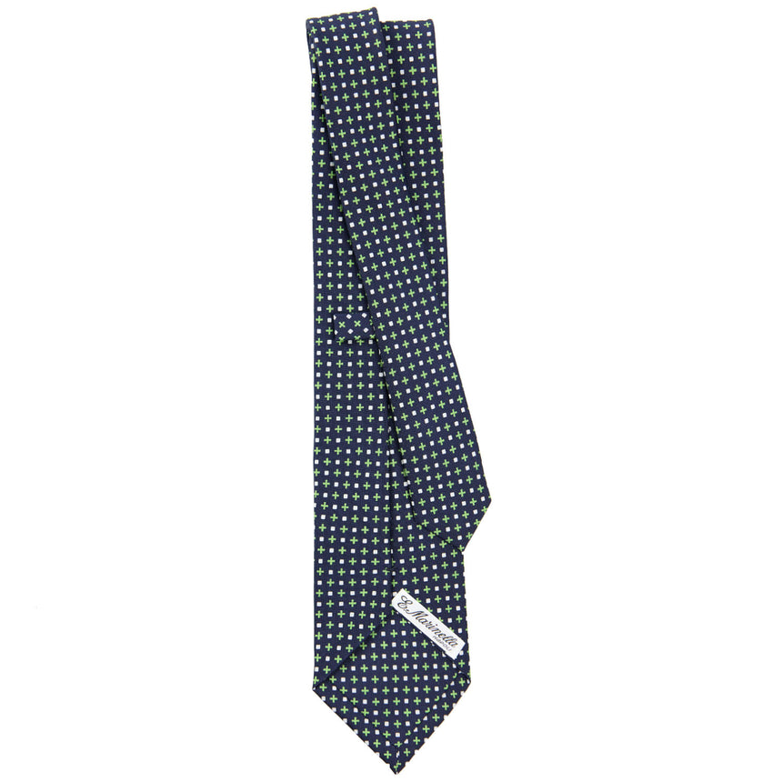 CRAVATTA SARTORIALE IN SETA STAMPATA BLU SCURO