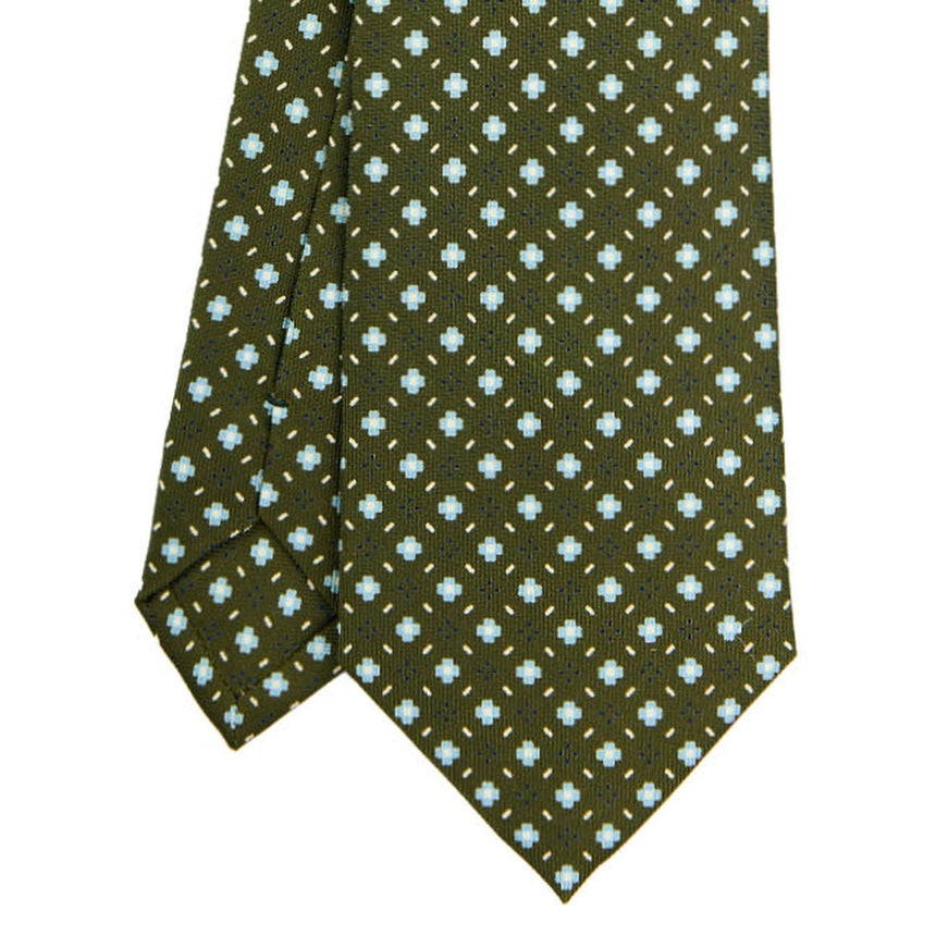 CRAVATTA SARTORIALE IN SETA STAMPATA VERDE OLIVA