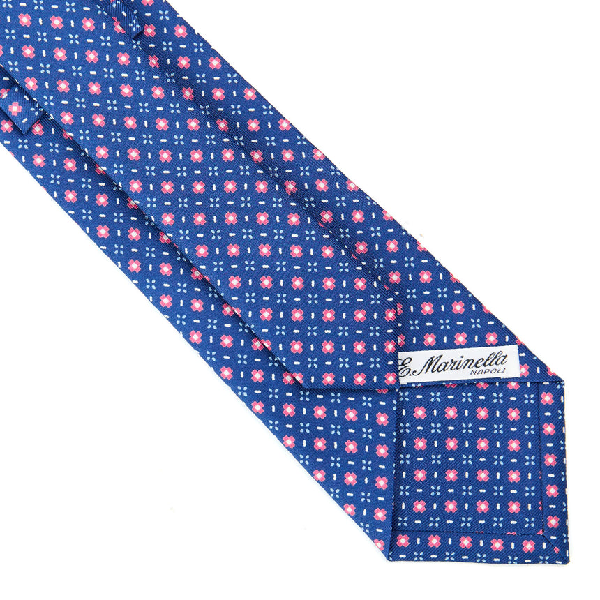 CRAVATTA SARTORIALE IN SETA STAMPATA BLU
