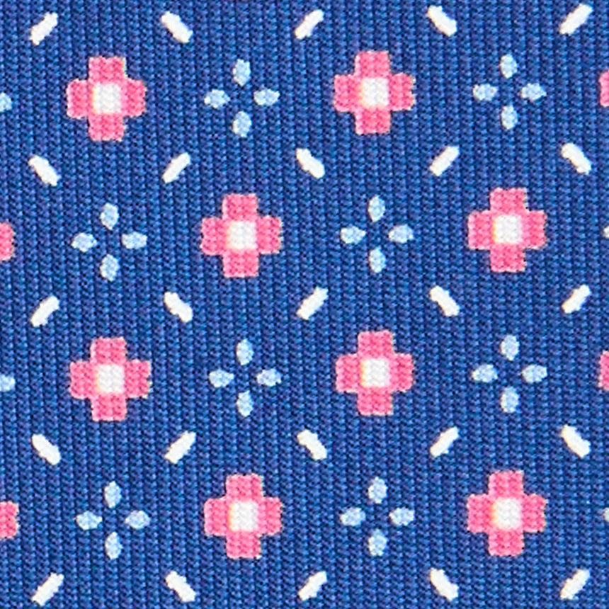 CRAVATTA SARTORIALE IN SETA STAMPATA BLU