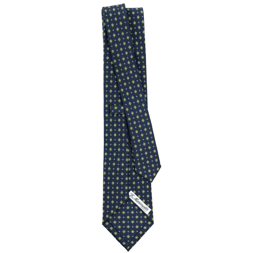 CRAVATTA SARTORIALE IN SETA STAMPATA BLU SCURO