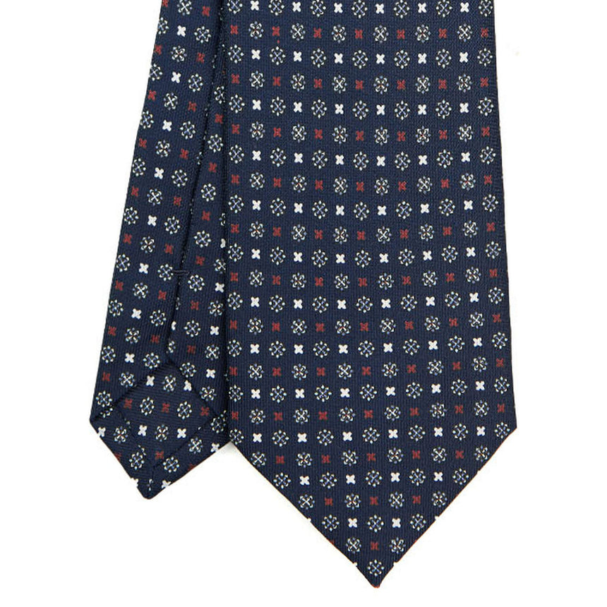 CRAVATTA SARTORIALE IN SETA STAMPATA BLU SCURO