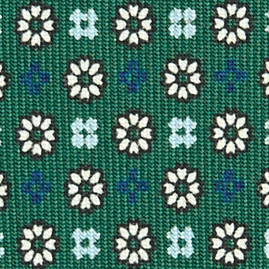 CRAVATTA SARTORIALE IN SETA STAMPATA VERDE SCURO