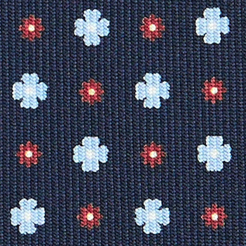 CRAVATTA SARTORIALE IN SETA STAMPATA BLU SCURO