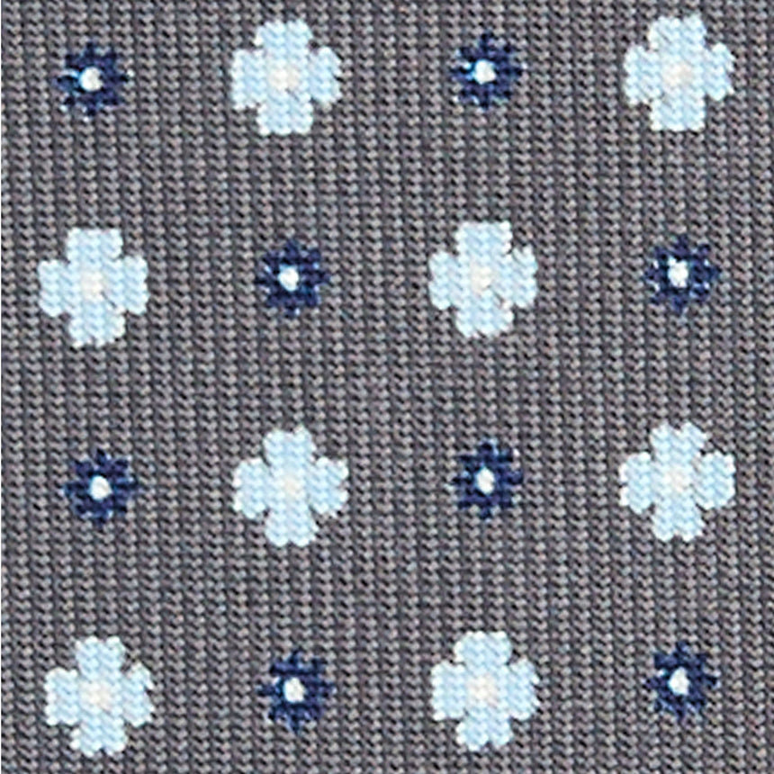 CRAVATTA SARTORIALE IN SETA STAMPATA GRIGIO SCURO