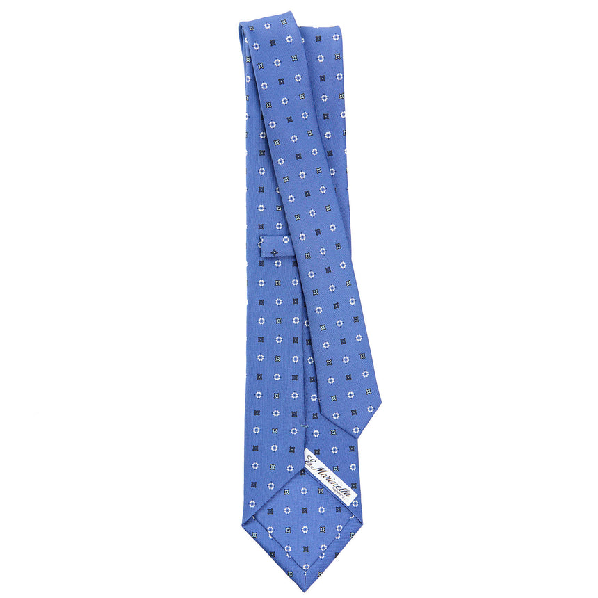 CRAVATTA SARTORIALE IN SETA STAMPATA AZZURRO POLVERE