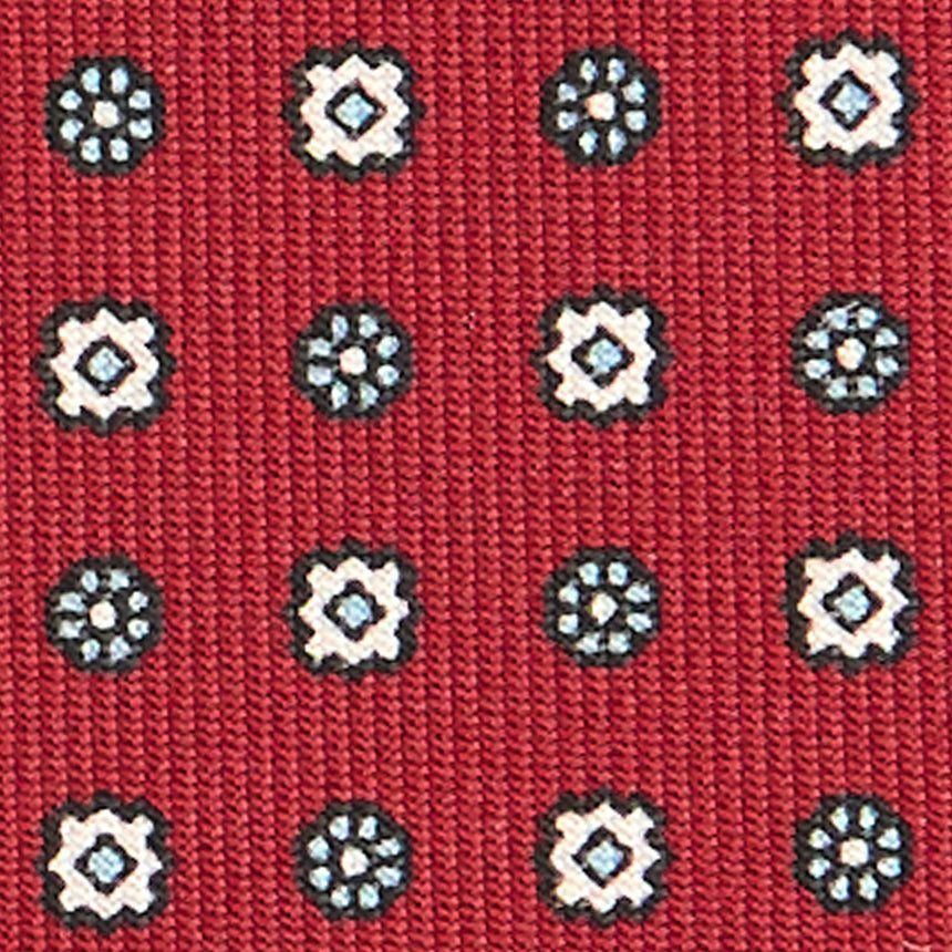 CRAVATTA SARTORIALE IN SETA STAMPATA BORDEAUX