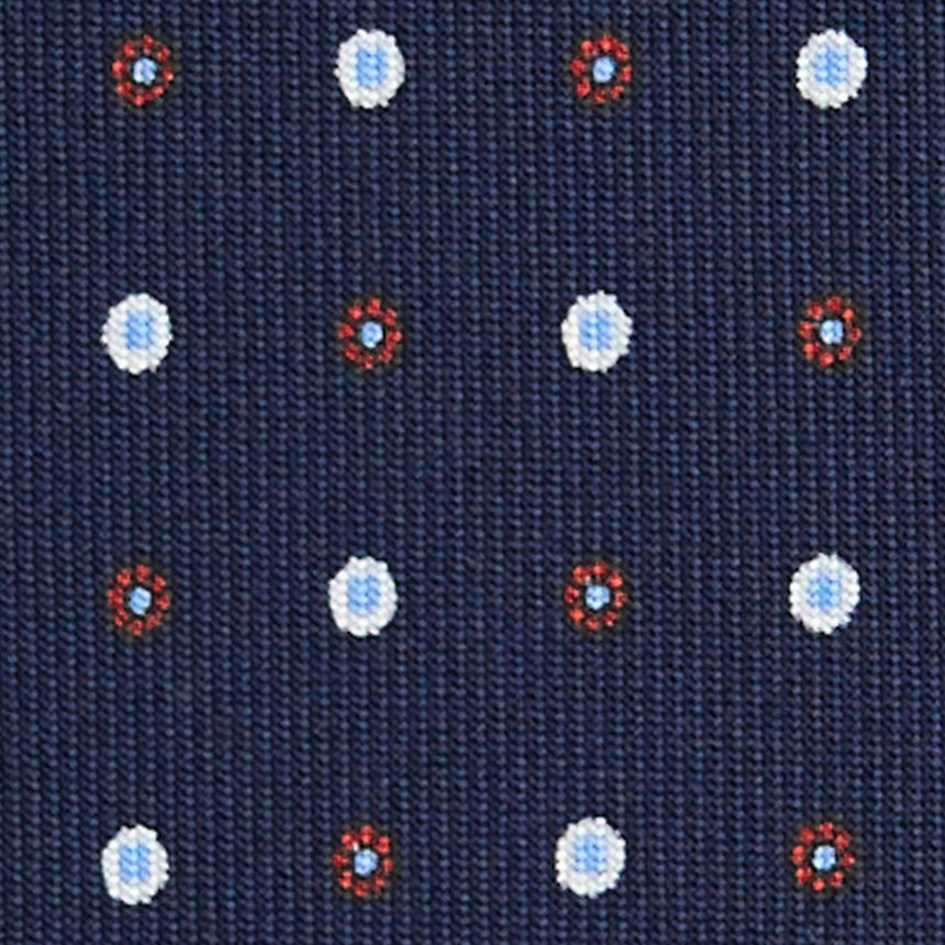 CRAVATTA SARTORIALE IN SETA STAMPATA BLU SCURO