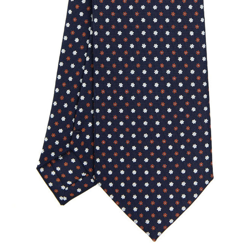 CRAVATTA SARTORIALE IN SETA STAMPATA BLU SCURO