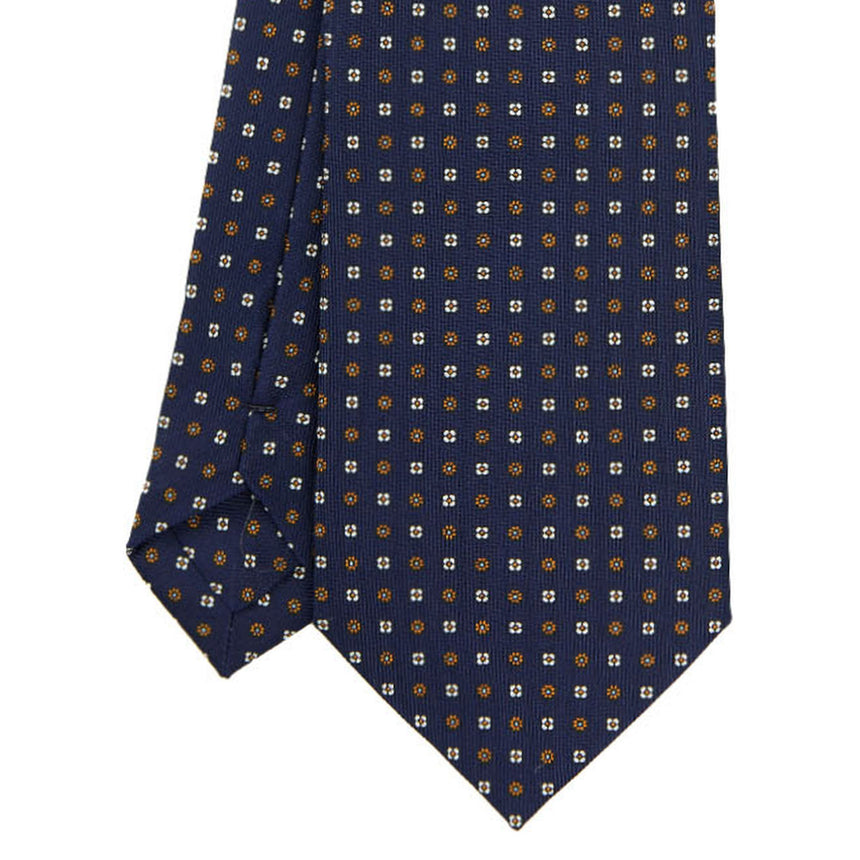 CRAVATTA SARTORIALE IN SETA STAMPATA BLU SCURO