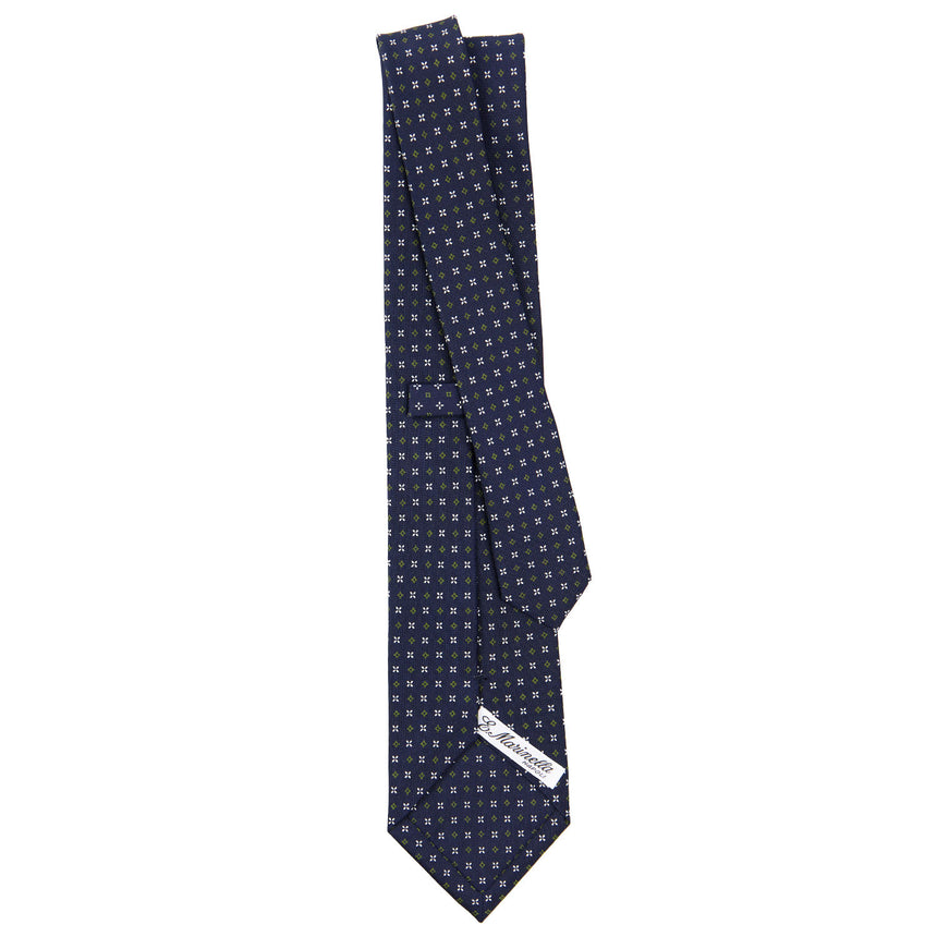 CRAVATTA SARTORIALE IN SETA STAMPATA BLU SCURO